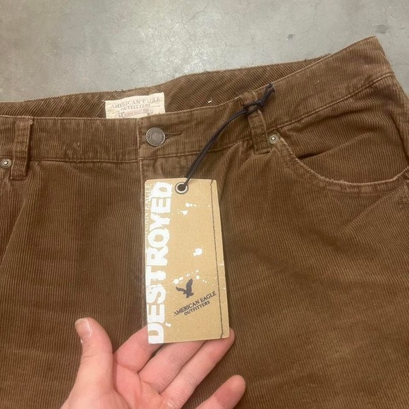 Y2K American eagle men's brown corduory bootcut pants wide‎ leg flare 34 - Picture 4 of 7